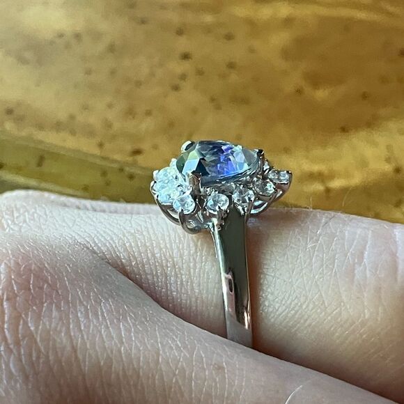 Genuine Blue Mystic Topaz Sterling Silver Ring Size 8 - Picture 3 of 9